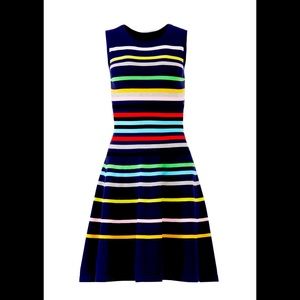 MILLY Rainbow Stripe Knit Flare Dress Bergdorf Goodman Medium